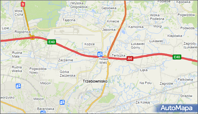 mapa Nowa Wieś gmina Trzebownisko, Nowa Wieś gmina Trzebownisko na mapie Targeo