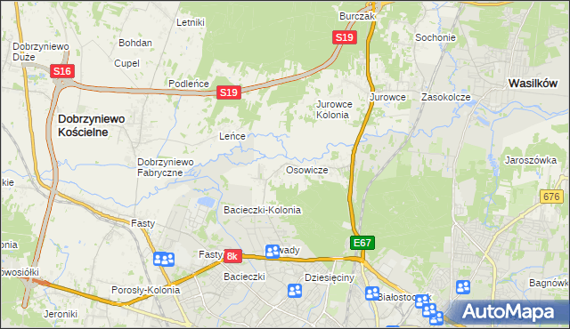 mapa Osowicze, Osowicze na mapie Targeo