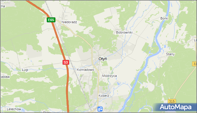 mapa Otyń, Otyń na mapie Targeo