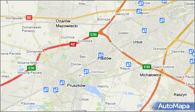 mapa Piastów powiat pruszkowski, Piastów powiat pruszkowski na mapie Targeo