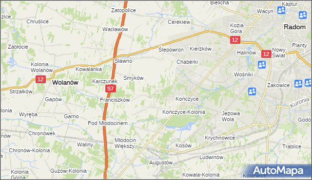 mapa Podkończyce, Podkończyce na mapie Targeo