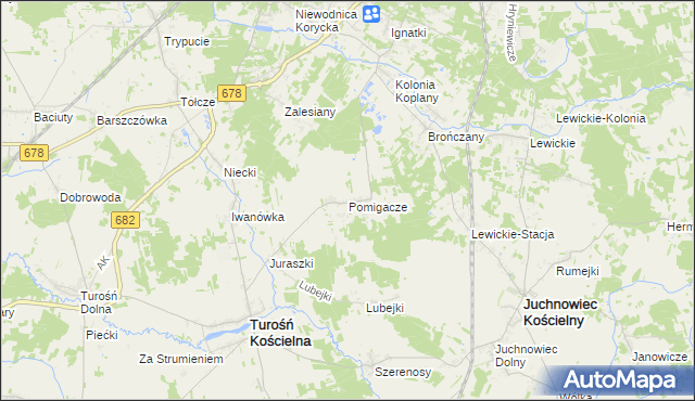 mapa Pomigacze, Pomigacze na mapie Targeo