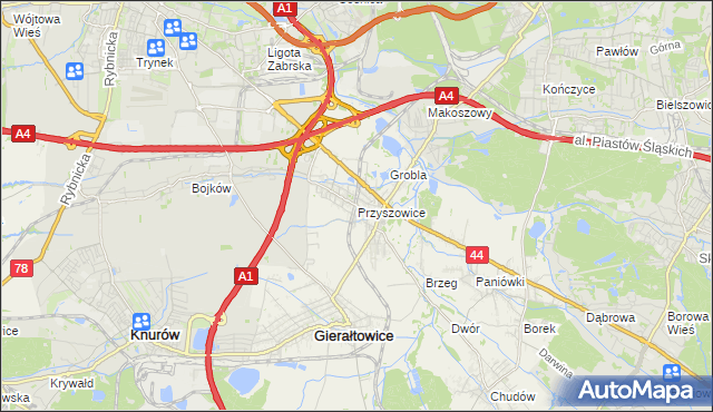 mapa Przyszowice, Przyszowice na mapie Targeo