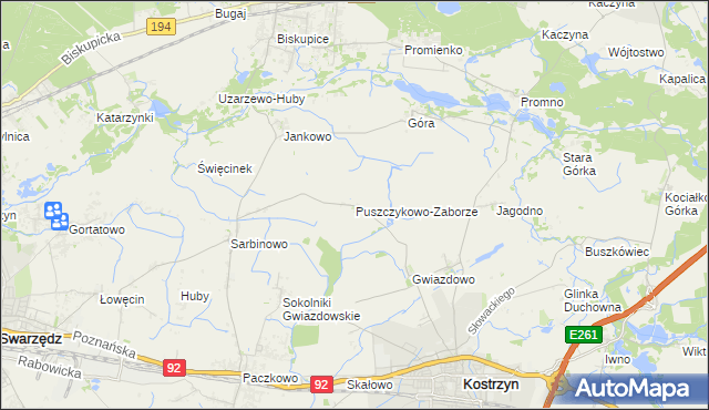 mapa Puszczykowo-Zaborze, Puszczykowo-Zaborze na mapie Targeo