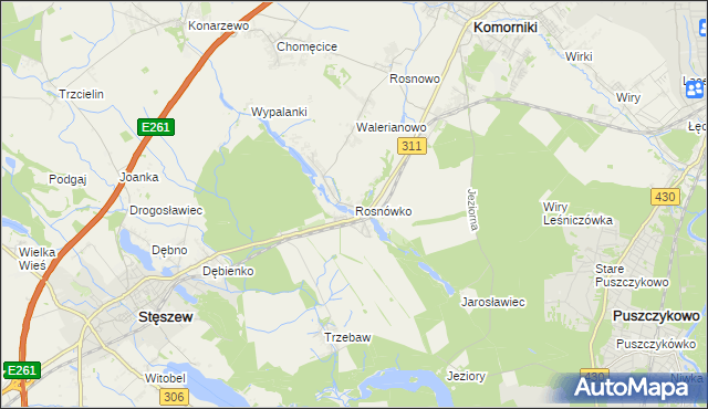 mapa Rosnówko gmina Komorniki, Rosnówko gmina Komorniki na mapie Targeo