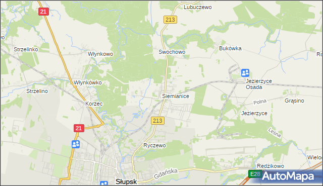 mapa Siemianice gmina Słupsk, Siemianice gmina Słupsk na mapie Targeo