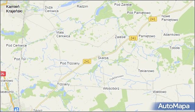 mapa Skarpa gmina Sępólno Krajeńskie, Skarpa gmina Sępólno Krajeńskie na mapie Targeo