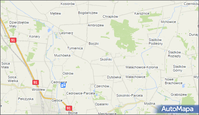 mapa Skotniki gmina Ozorków, Skotniki gmina Ozorków na mapie Targeo