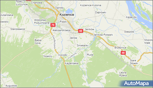 mapa Śmietanki, Śmietanki na mapie Targeo