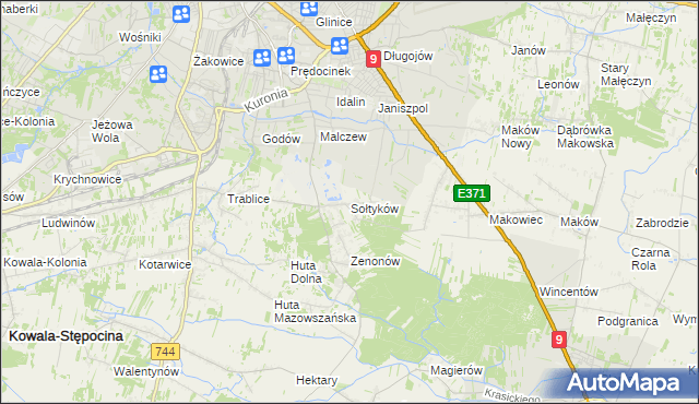 mapa Sołtyków gmina Skaryszew, Sołtyków gmina Skaryszew na mapie Targeo