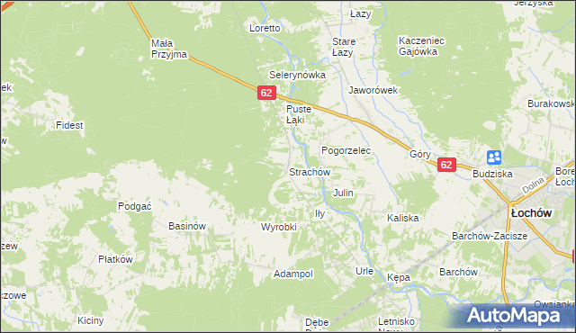 mapa Strachów gmina Jadów, Strachów gmina Jadów na mapie Targeo