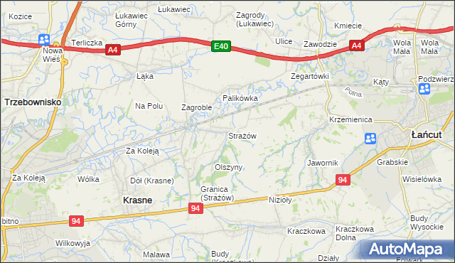 mapa Strażów, Strażów na mapie Targeo