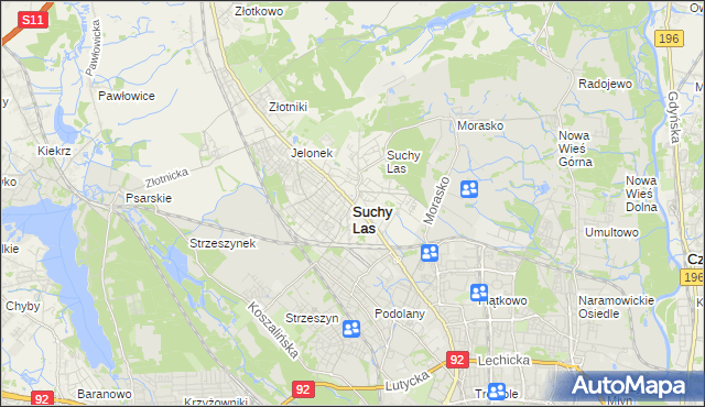 mapa Suchy Las powiat poznański, Suchy Las powiat poznański na mapie Targeo