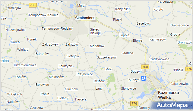 mapa Szczekarzów, Szczekarzów na mapie Targeo