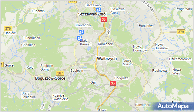 mapa Wałbrzycha, Wałbrzych na mapie Targeo