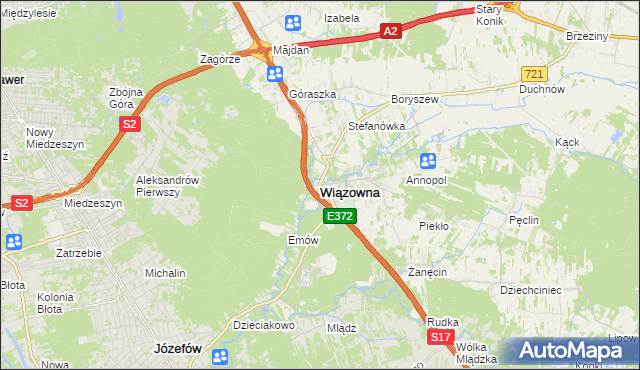 mapa Wiązowna, Wiązowna na mapie Targeo