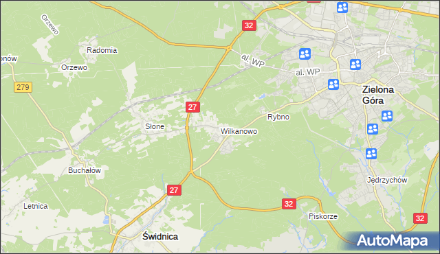 mapa Wilkanowo gmina Świdnica, Wilkanowo gmina Świdnica na mapie Targeo