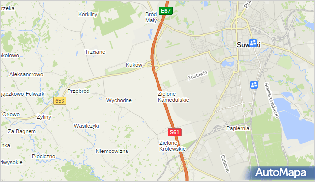 mapa Zielone Kamedulskie, Zielone Kamedulskie na mapie Targeo