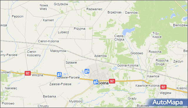 mapa Adamów gmina Golina, Adamów gmina Golina na mapie Targeo