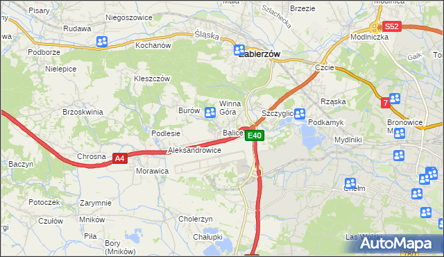 mapa Balice gmina Zabierzów, Balice gmina Zabierzów na mapie Targeo
