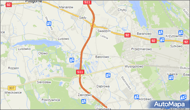 mapa Batorowo gmina Tarnowo Podgórne, Batorowo gmina Tarnowo Podgórne na mapie Targeo