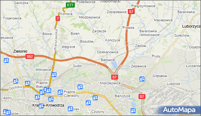 mapa Batowice, Batowice na mapie Targeo