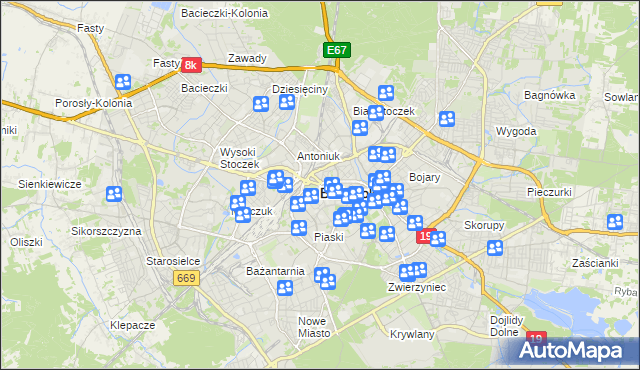 mapa Białegostoku, Białystok na mapie Targeo