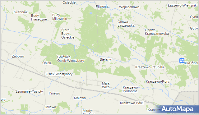 mapa Bielany gmina Raciąż, Bielany gmina Raciąż na mapie Targeo