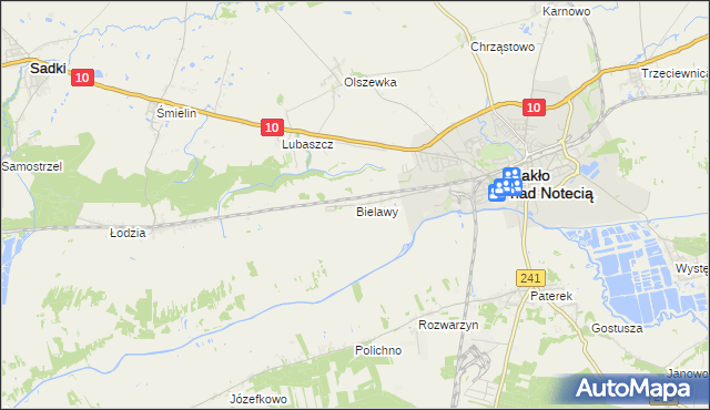 mapa Bielawy gmina Nakło nad Notecią, Bielawy gmina Nakło nad Notecią na mapie Targeo