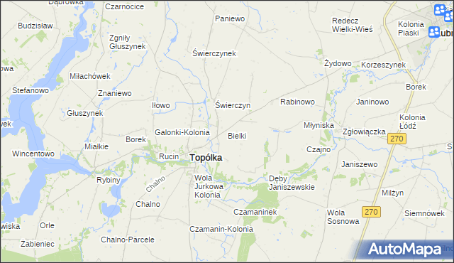 mapa Bielki, Bielki na mapie Targeo
