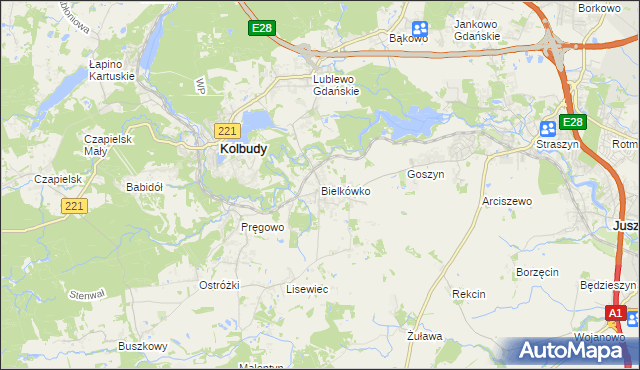 mapa Bielkówko, Bielkówko na mapie Targeo