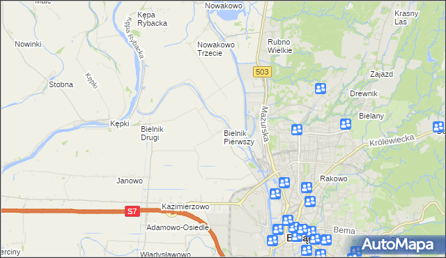 mapa Bielnik Pierwszy, Bielnik Pierwszy na mapie Targeo