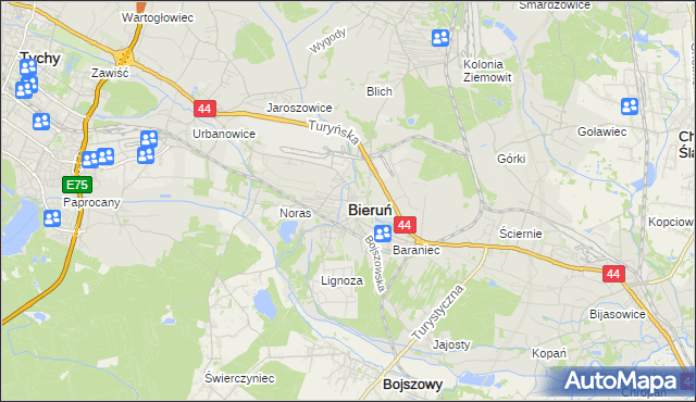 mapa Bieruń, Bieruń na mapie Targeo