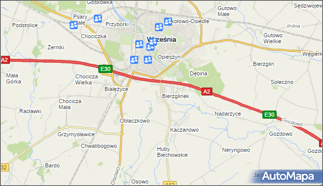 mapa Bierzglinek, Bierzglinek na mapie Targeo