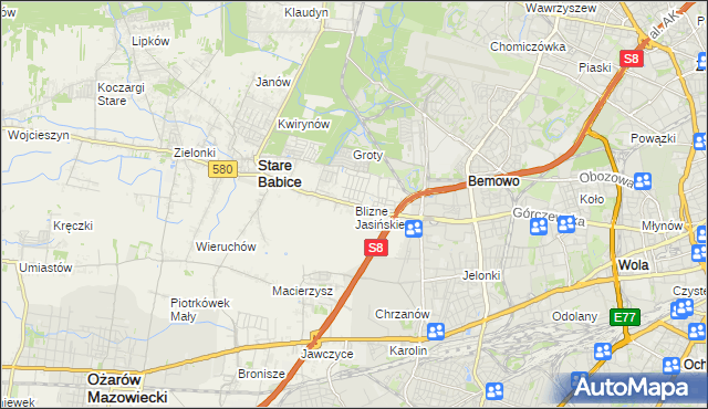 mapa Blizne Jasińskiego, Blizne Jasińskiego na mapie Targeo