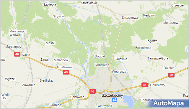 mapa Bógdał, Bógdał na mapie Targeo