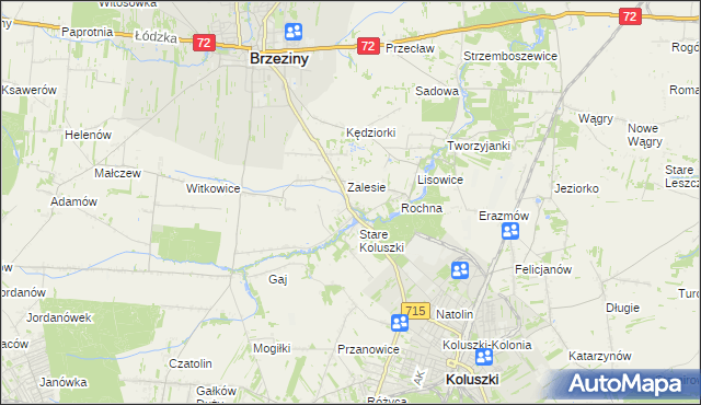 mapa Bogdanka gmina Brzeziny, Bogdanka gmina Brzeziny na mapie Targeo