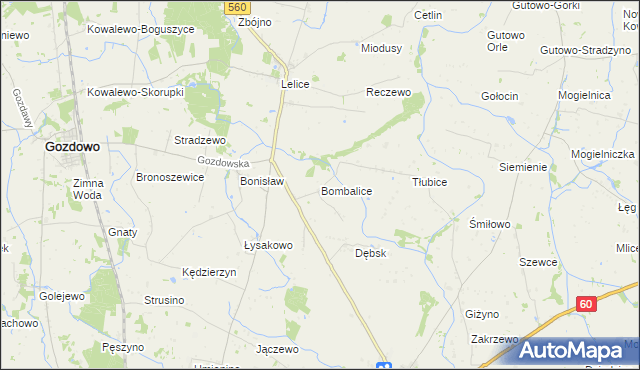 mapa Bombalice, Bombalice na mapie Targeo
