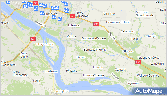 mapa Borowiczki-Pieńki, Borowiczki-Pieńki na mapie Targeo