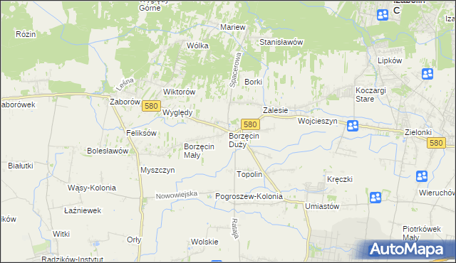 mapa Borzęcin Duży, Borzęcin Duży na mapie Targeo