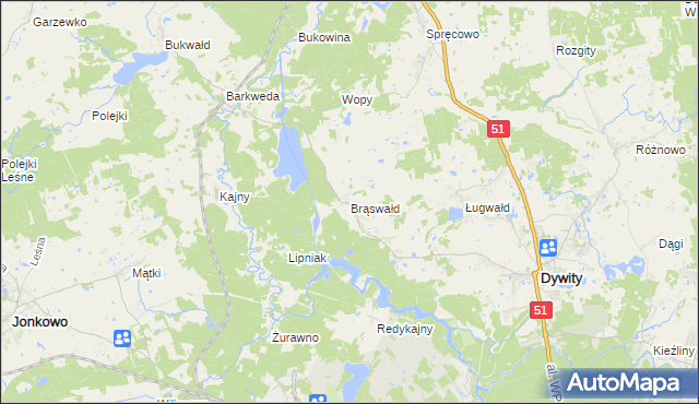 mapa Brąswałd, Brąswałd na mapie Targeo