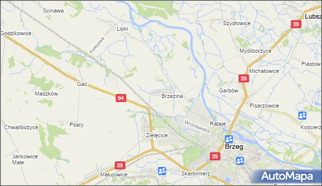 mapa Brzezina gmina Skarbimierz, Brzezina gmina Skarbimierz na mapie Targeo