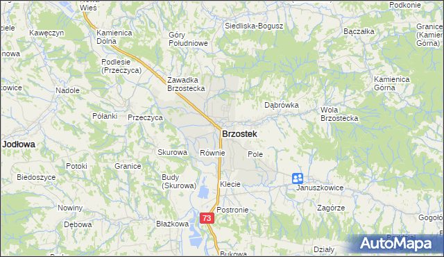mapa Brzostek powiat dębicki, Brzostek powiat dębicki na mapie Targeo