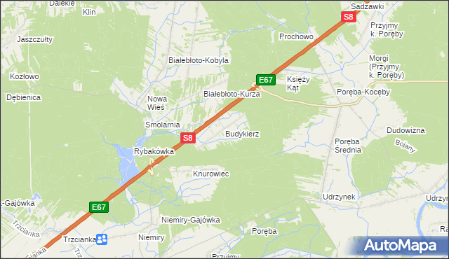 mapa Budykierz, Budykierz na mapie Targeo