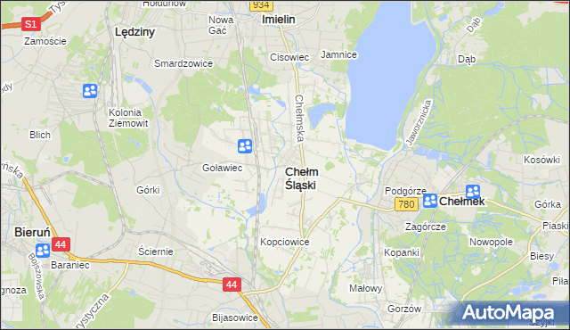 mapa Chełm Śląski, Chełm Śląski na mapie Targeo