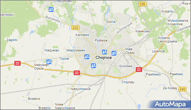 mapa Chojnic, Chojnice na mapie Targeo