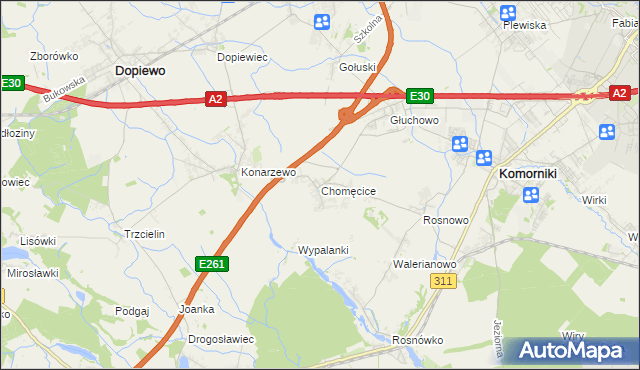 mapa Chomęcice, Chomęcice na mapie Targeo