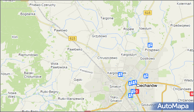 mapa Chruszczewo, Chruszczewo na mapie Targeo