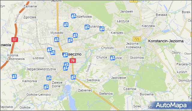 mapa Chylice gmina Piaseczno, Chylice gmina Piaseczno na mapie Targeo