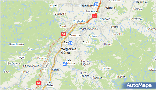 mapa Cięcina, Cięcina na mapie Targeo